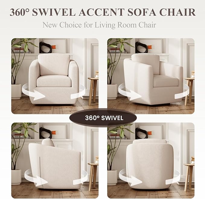 COLAMY 360° Swivel Accent Chair - Image 3