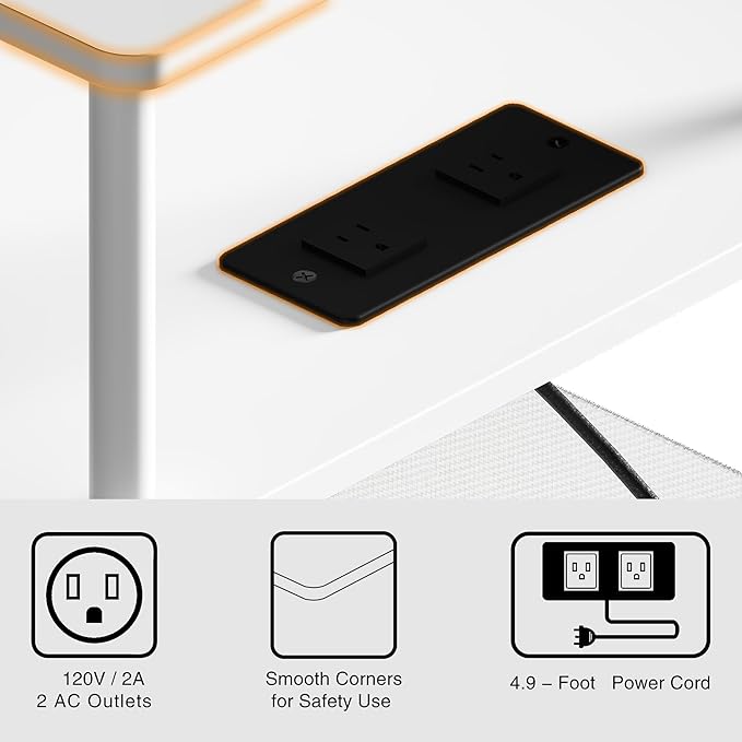 Small Side Table with Charging Station, Slim Nightstand with Outlet, Sofa - Image 7