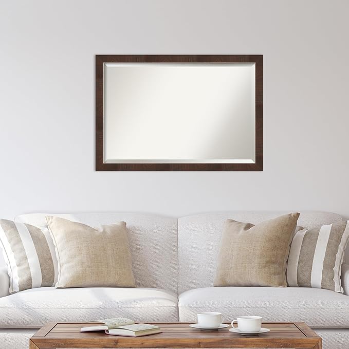 Amanti Art Brown Wall Mirror 27x39 Wildwood Brown Narrow Rectangle Bathroom - Image 5