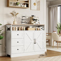 47inch Farmhouse Buffet Sideboard Cabinet, Wood Cupboard Storage Pantry Cabinet by Curtainboro