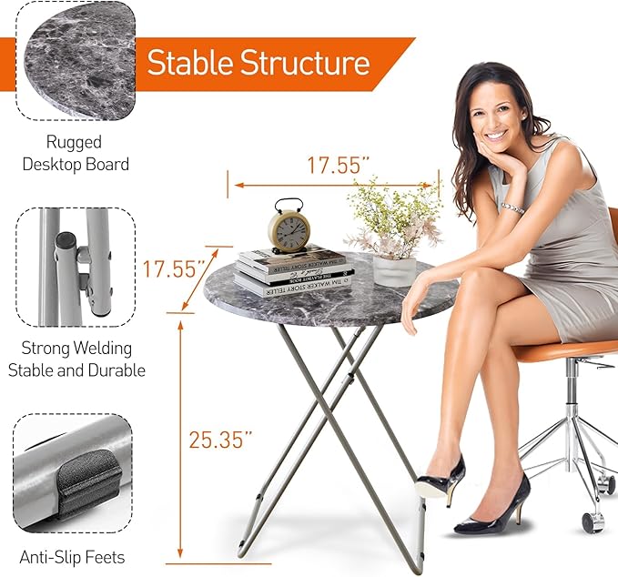 Folding Round TV Tray Table Set of 4, TV Dinner Table - Image 3