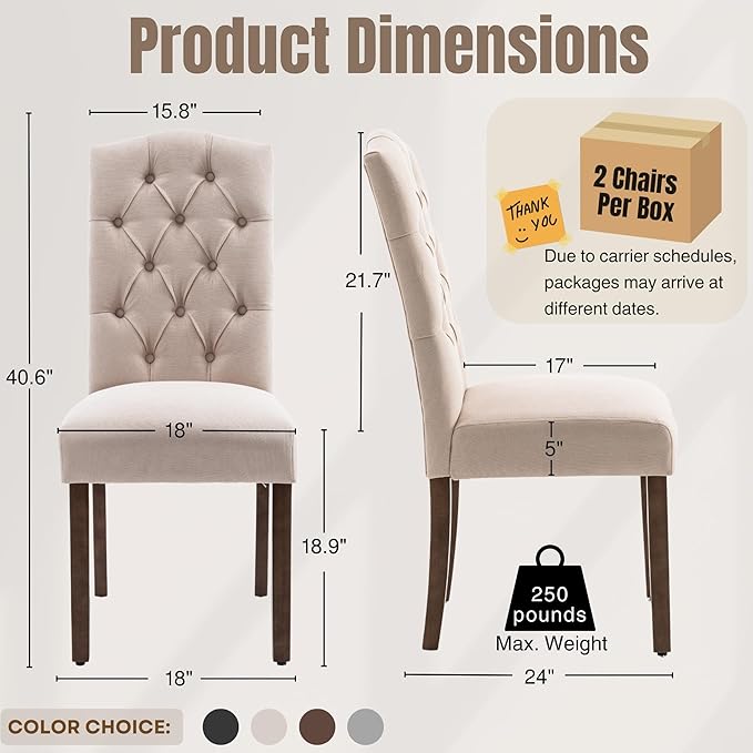 Tufted Upholstered Parsons Dining Chair - Image 4