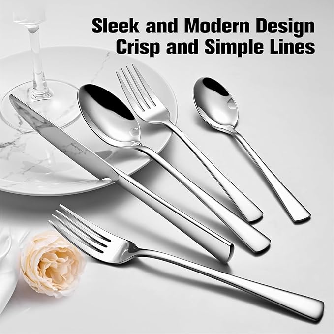KINGSTONE Silverware Set for 12, 65-Piece Forged 18/10 Stainless Steel Flatware - Image 4