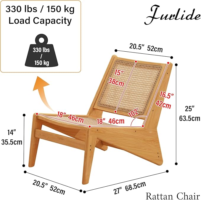 Rattan Accent Chair for Living Room, Mid Century Side Chair, Comfy Bamboo - Image 3