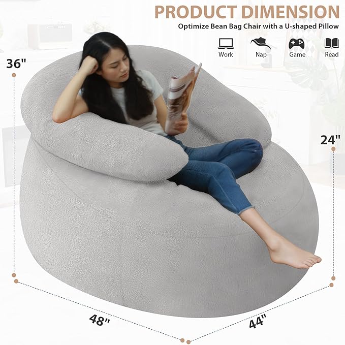 HABUTWAY Bean Bag Chair with U-shaped Pillow - Image 2