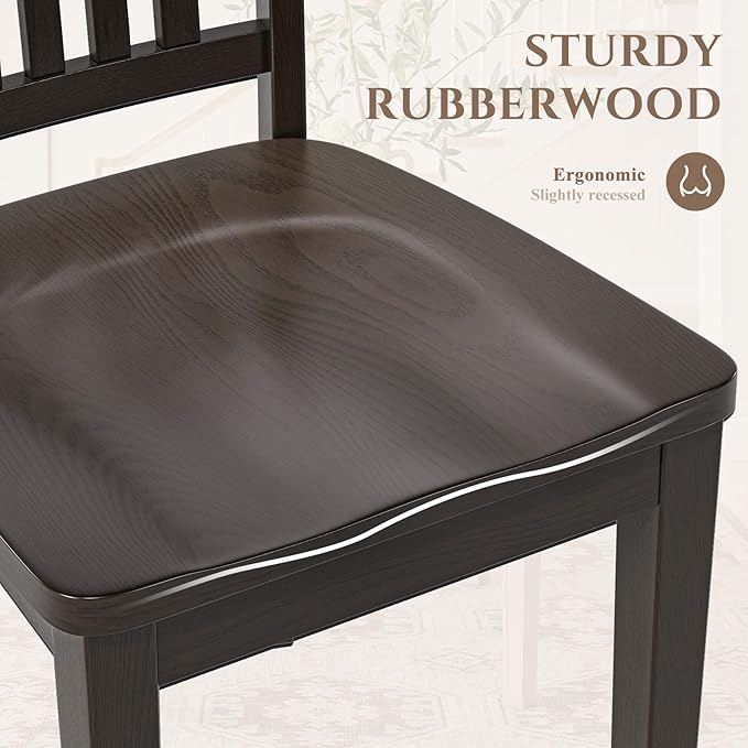 COLAMY Wooden Dining Chairs Set of 6, Solid Rubberwood Kitchen & Dining Room - Image 4