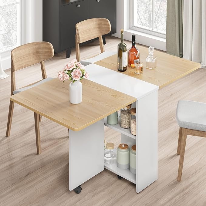 GarveeHome Folding Dining Table, Space Saving Farmhouse Dining Table - Image 3