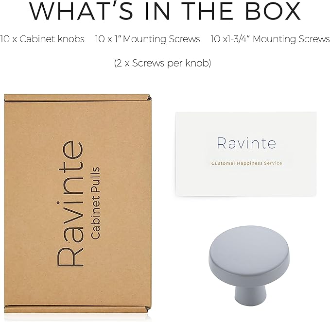 Ravinte 10 Pack Drawer Pulls 1-1/4 Inch Kitchen Cabinet Knobs Solid Round - Image 7