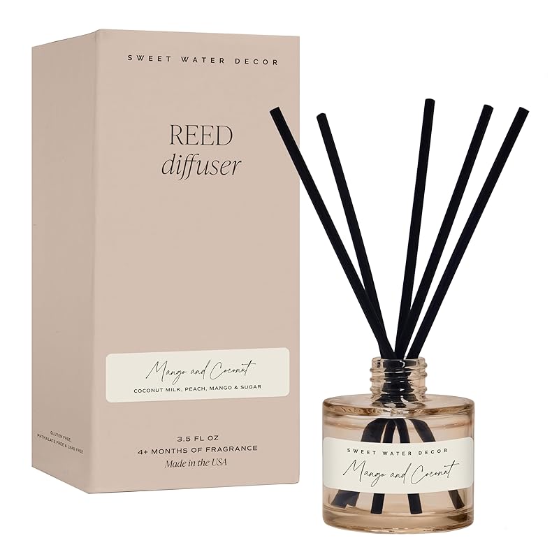 Sweet Water Decor Mango and Coconut Reed Diffuser – Room Decor Aesthetic by SweetWaterDecor