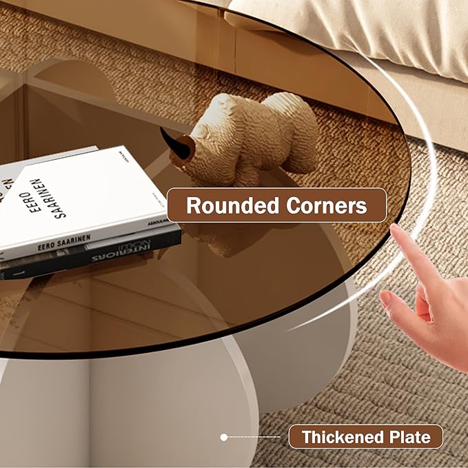 Round Coffee Table, Modern Glass Coffee Table - Image 5