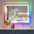 36x28 Inch RGB LED Bathroom Mirror Front Light and RGB Backlit Lighted Vanity by YEELAIT