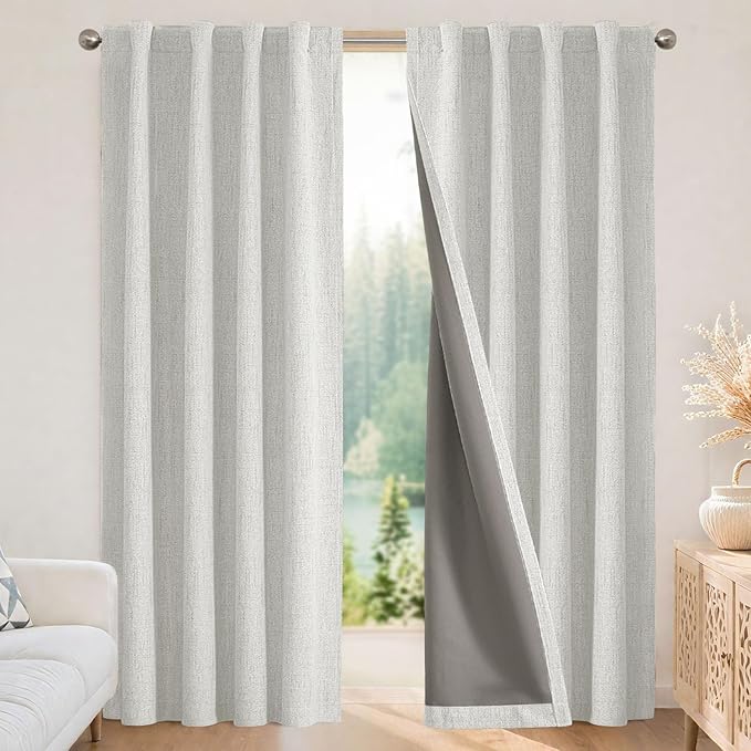 Joydeco polyester Curtains 96 inch Length 2 Panels Set Burg 100% Blackout Long by JOYDECO