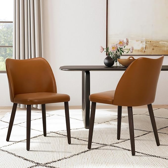 COLAMY Upholstered Dining Chairs Set of 4, Modern PU Leather Dining Room - Image 2