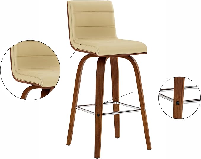 Armen Living Vienna 26" Swivel Counter Stool in Walnut Wood Finish - Image 14