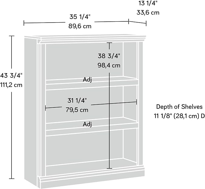 Sauder Miscellaneous Storage 3-Shelf Bookcase/ Book shelf, Salt Oak finish - Image 3