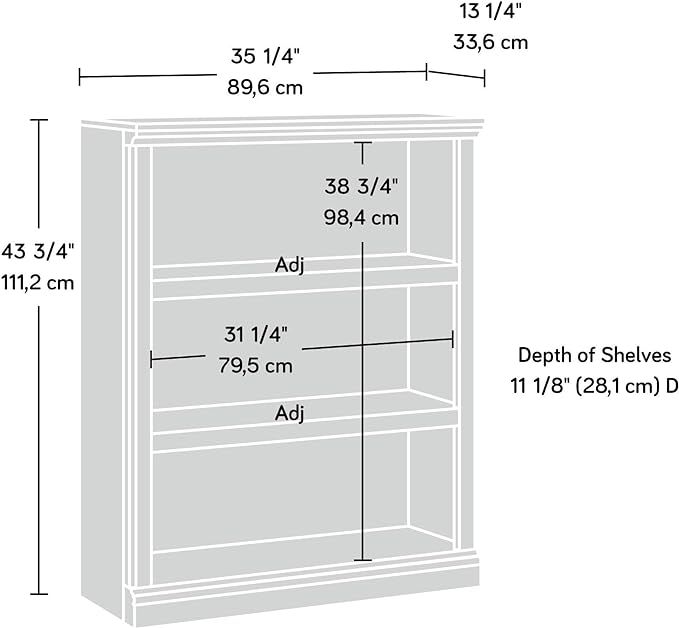 Sauder Miscellaneous Storage 3-Shelf Bookcase/ Book shelf, Oiled Oak finish - Image 3