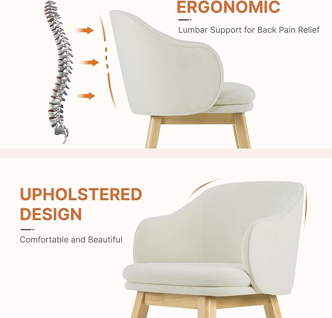 Wooden Dining Chairs Set of 4, Fabric Upholstered Modern Dining Room Chairs - Image 3
