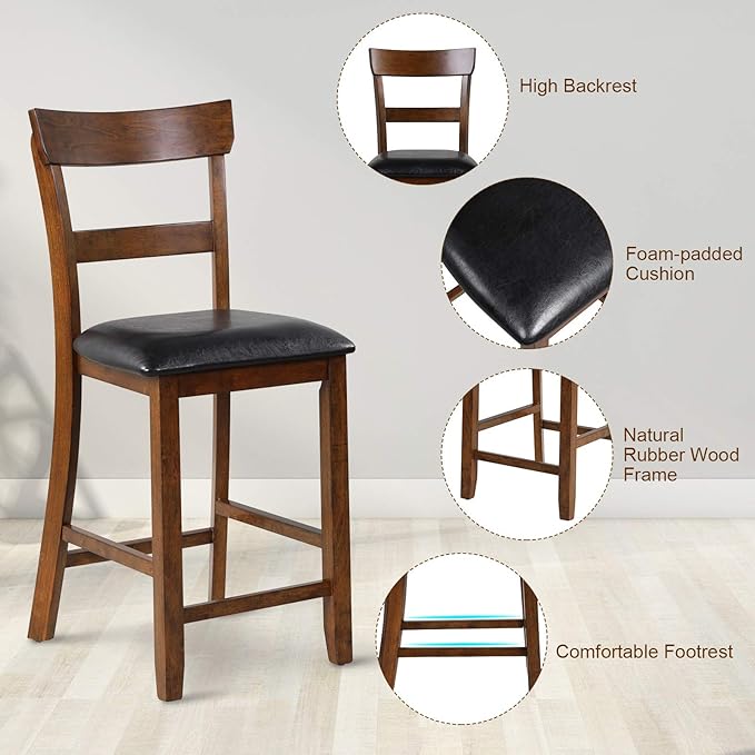 COSTWAY Barstools Set of 4, 25.5-Inch Counter Height Chair - Image 7