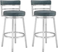 Armen Living Madrid 26" Seat Height Swivel Modern Blue Faux Leather and Brushed by ArmenLiving