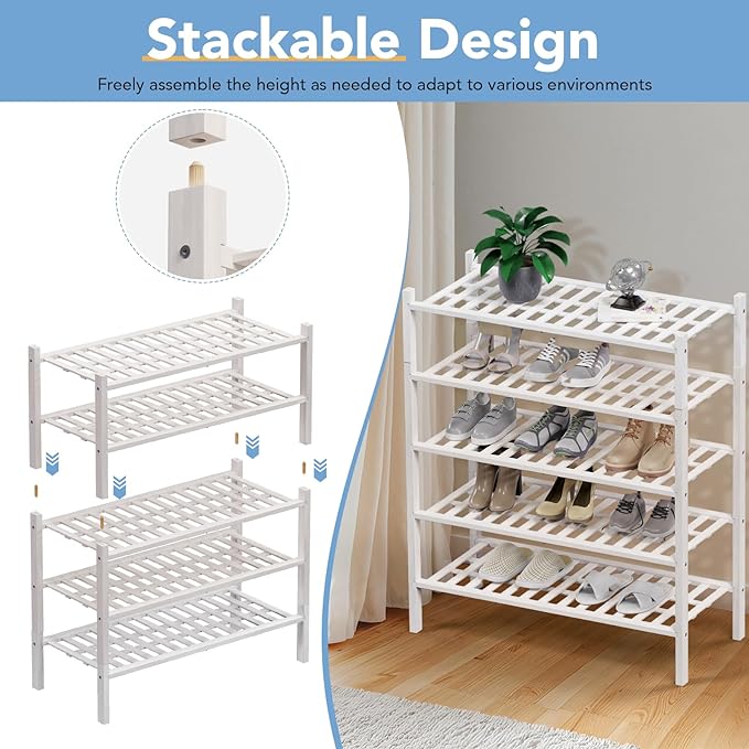 Haddockway 3 Tier Bamboo Shoe Rack Storage Organizer, Small Space 27"x11"x20" - Image 6