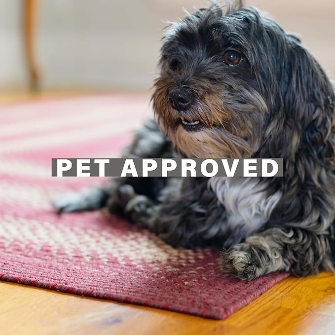 Autumn Maple Burgundy and Tan Braided Oval Area Rugs, 5x8' - Image 2