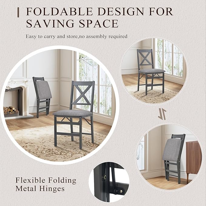 COLAMY Folding Dining Chairs Set of 2, Foldable Chairs - Image 5