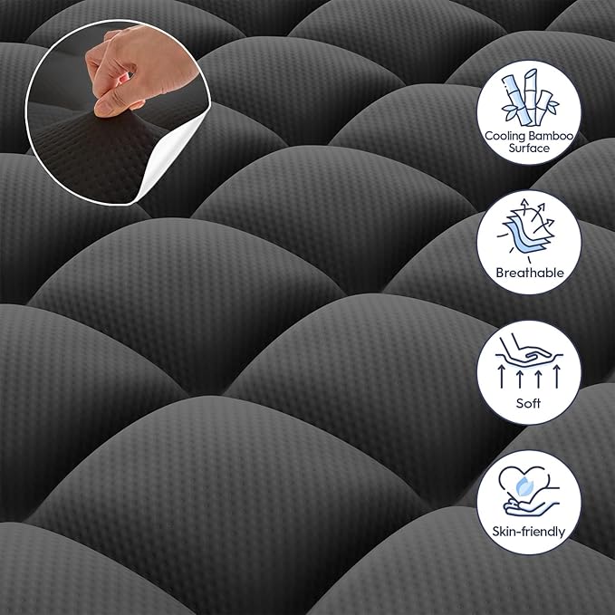 ELEMUSE 3 Inch Dual Layer Memory Foam Mattress Topper King, 2 Inch Cooling Gel - Image 3