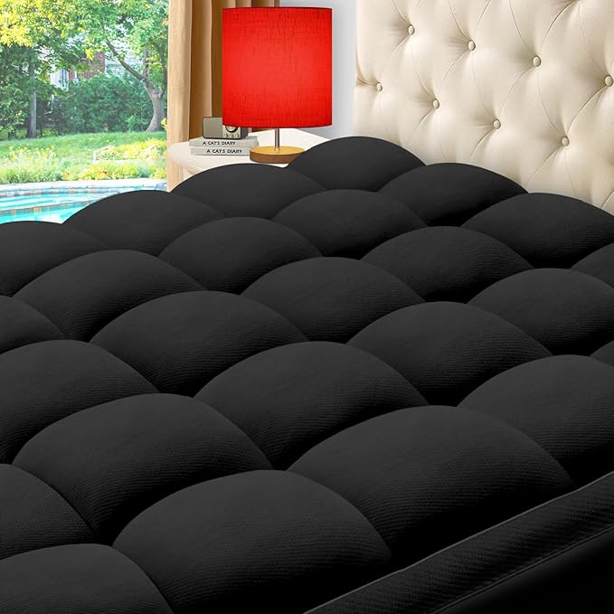 ELEMUSE Twin XL Black Cooling Bamboo Viscose Mattress Topper by Elemuse