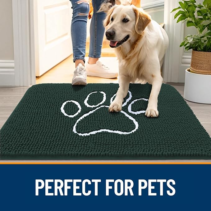 OLANLY Door Mat for Muddy Dog Paws 30x20, Absorbent Chenille Mud Doormat - Image 6