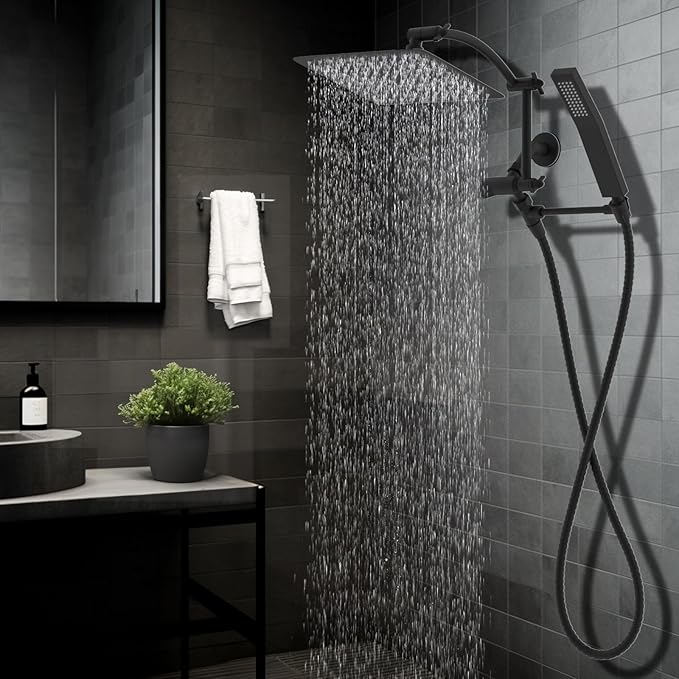 Hibbent All Metal 12'' Rainfall Shower Head, Dual Shower Head Combo, High - Image 7