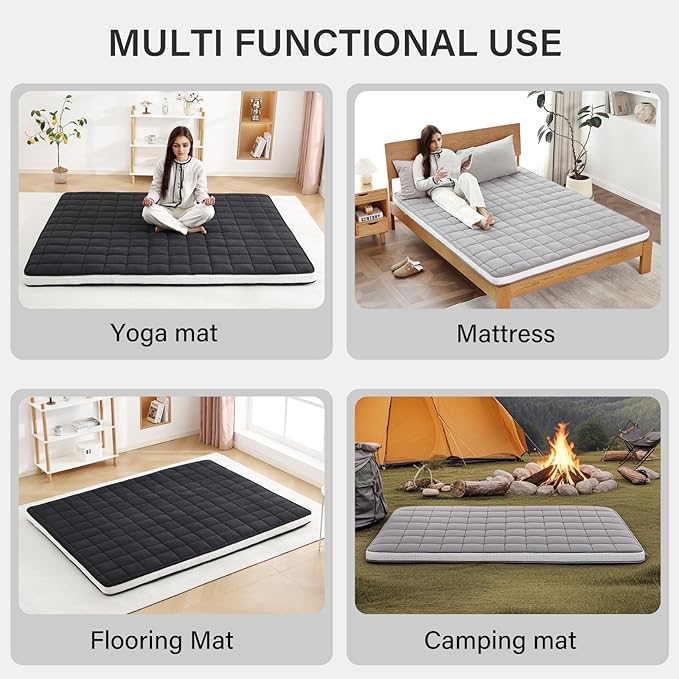 Welnow Japanese Futon Floor Mattress, Full Size Thick Tatami Mat Portable & - Image 5