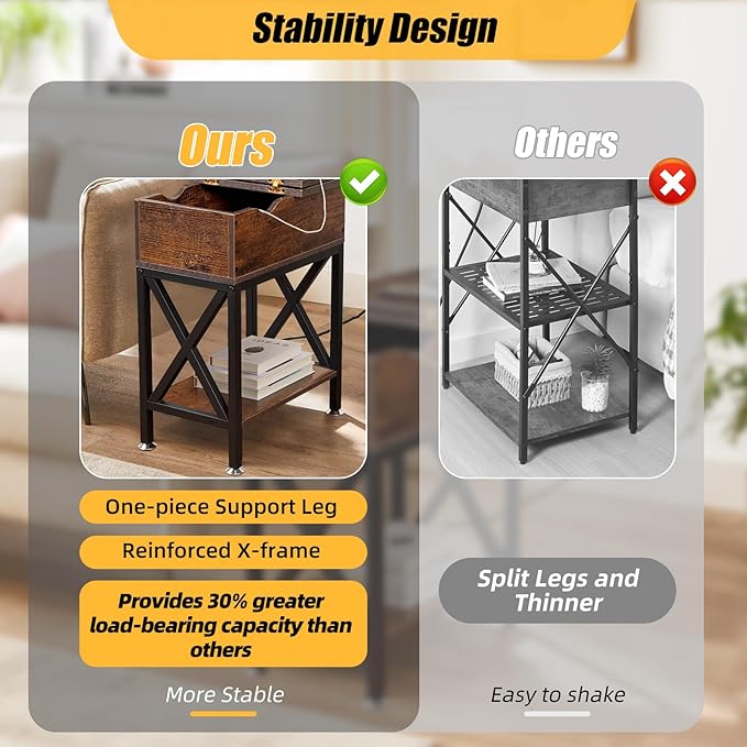 TooCust End Tables Living Room Set of 2, Side Table - Image 5