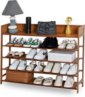 Bamboo Shoe Rack Organizer, 5 Tier Shoe Shelf Storage Organizer, by SOBIBO