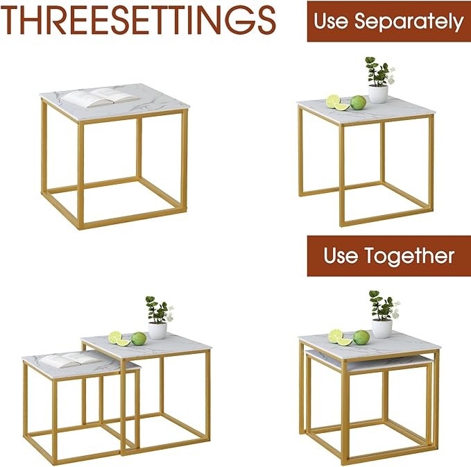 Garden 4 you Coffee Table Set of 2, Modern Engineered Wood Nesting Table - Image 6