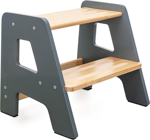 2-Step Wooden Step Stool for Toddlers | Kids Stool for Bathroom Sink & Kitchen by Ocodile