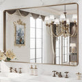 WEER Bronze Framed Modern Wall-Mounted Bathroom Mirror, Brushed Bronze Aluminum by WEER