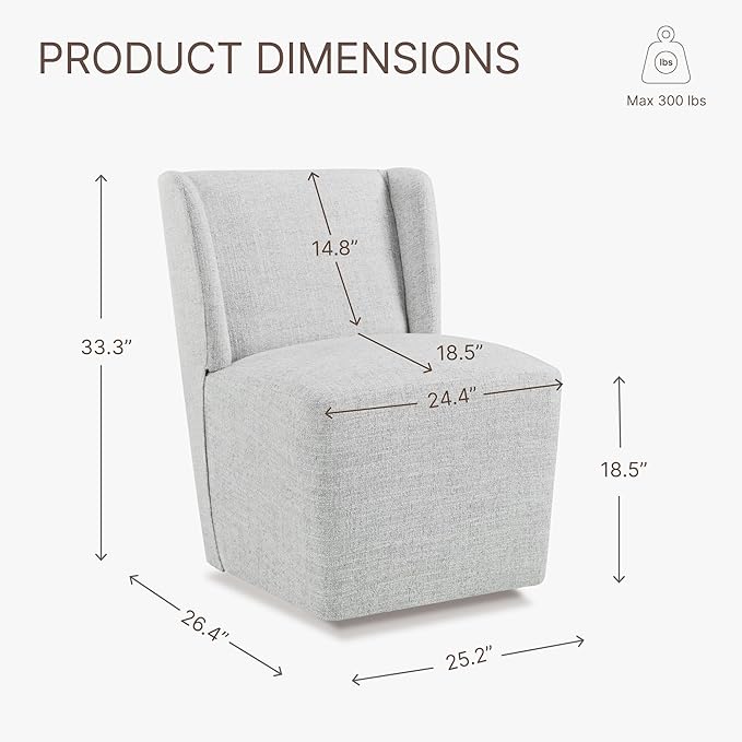 Dining Chairs with Casters Require Assembly Upholstered Wingback Single Sofa - Image 3