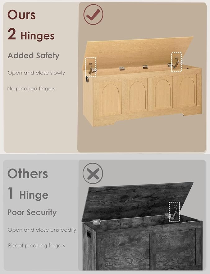 DINZI LVJ Storage Chest, 47.2”Wooden Storage Box - Image 5