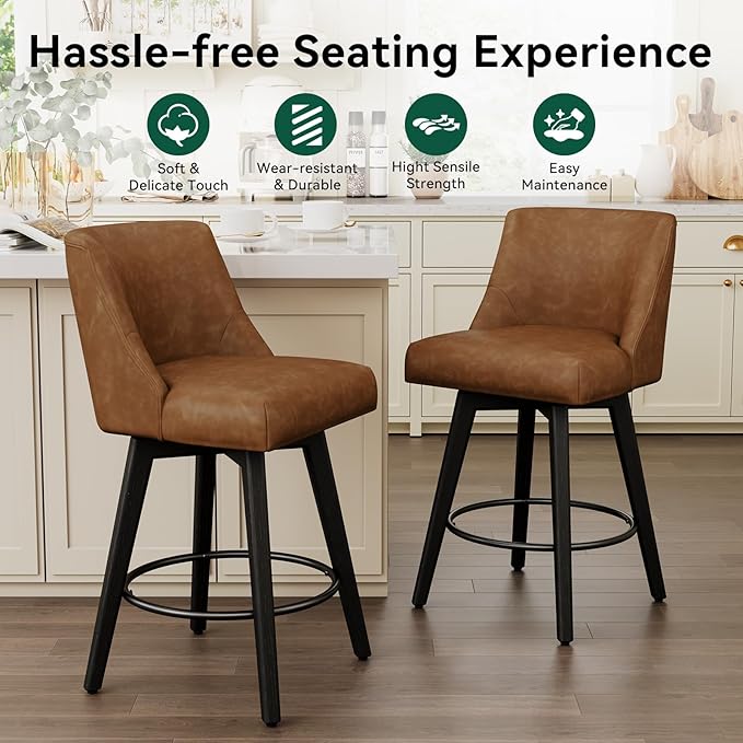 Vipbear Swivel Counter Height Bar Stools Set of 4, 26.8" H Counter Stools - Image 3