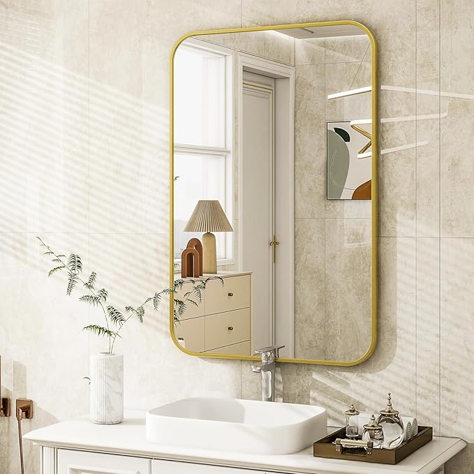 24 x 36 Inch Bathroom Mirror, Rounded Rectangular Vanity Mirror - Image 8