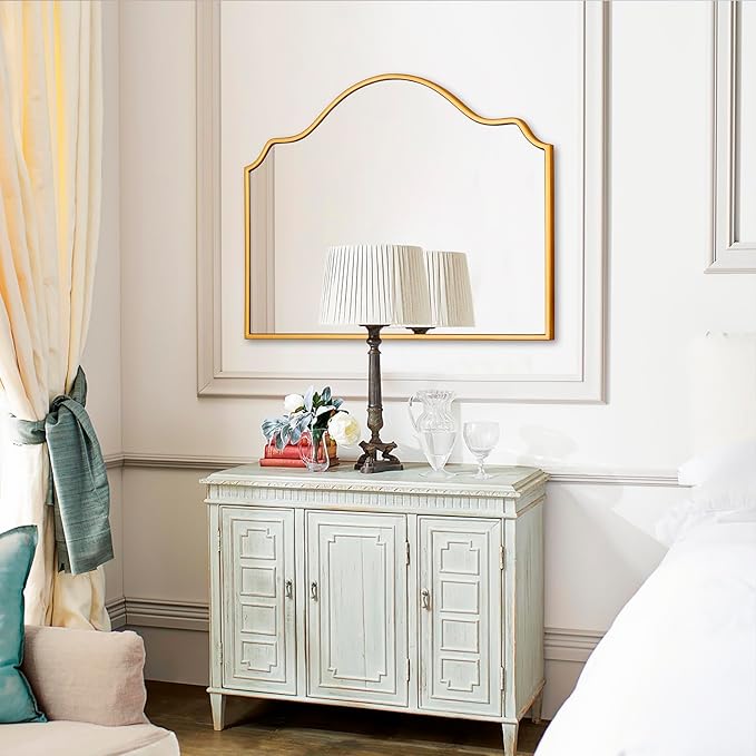 Chende Gold Arched Mirror, Large Wall Mirror - Image 7