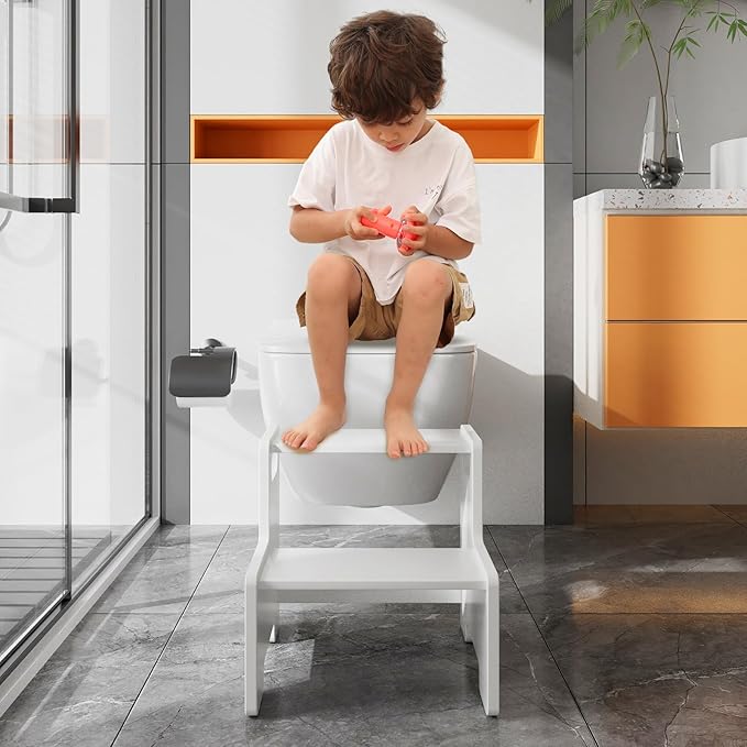 Wooden Step Stool for Kids/Adults, Supports 300 lbs Kids Toddler Stepping Stool - Image 4