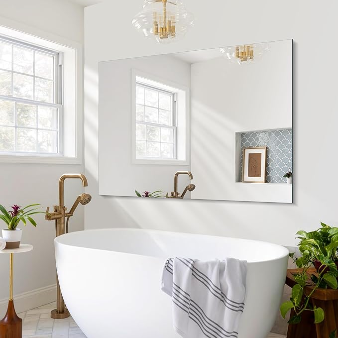 Frameless Mirror, 30x40 Inch Rectangle Bathroom Mirrors - Image 6
