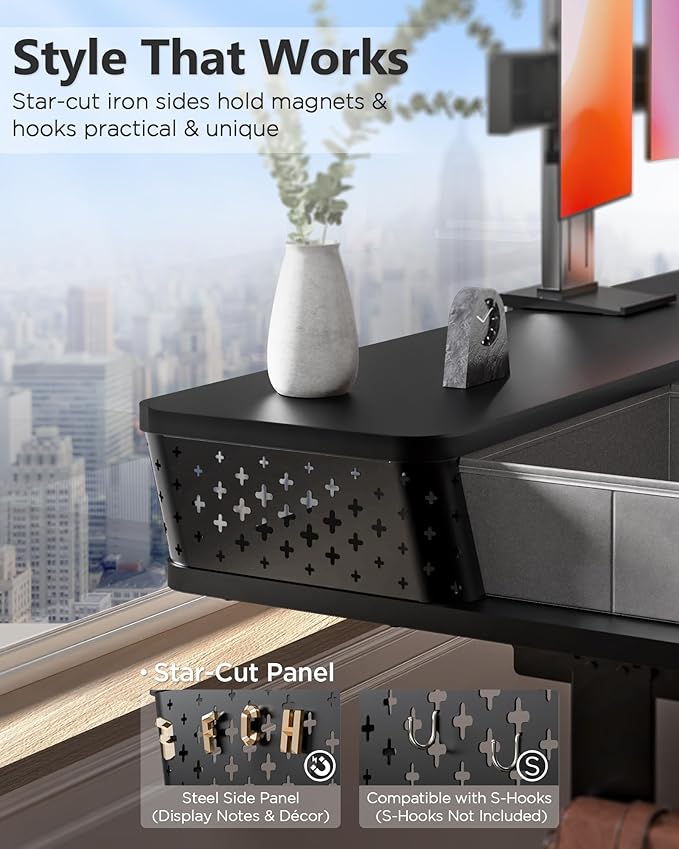 35x20 Inch Standing Desk with Double Drawers, C-Clamp Mount Compatible - Image 4