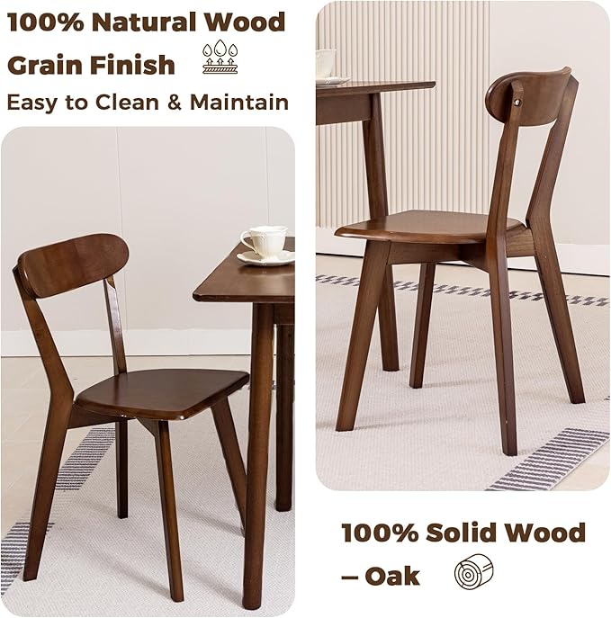 DELAVIN Soild Wood Dining Chairs Set of 2, Oak Wood Kitchen Chairs, Mid Century - Image 5