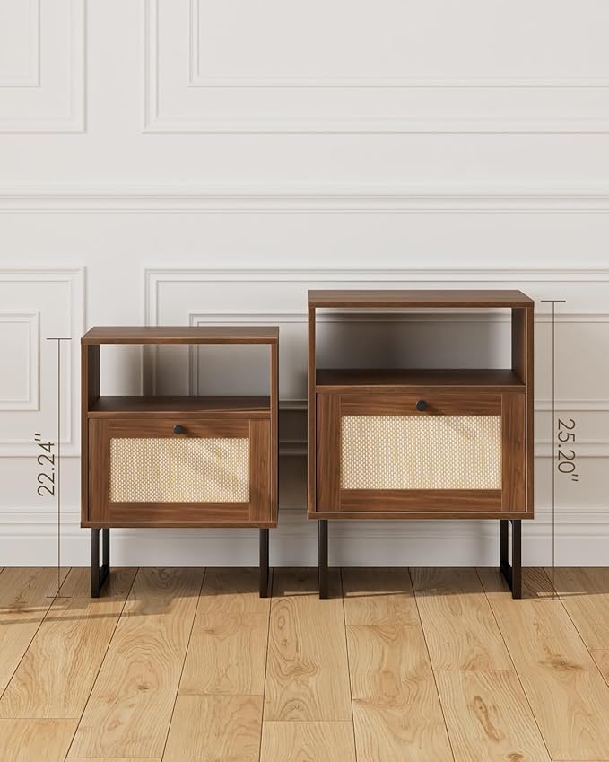 Masupu Rattan Nightstand, Modern Boho Farmhouse Wood Bedside Table - Image 6