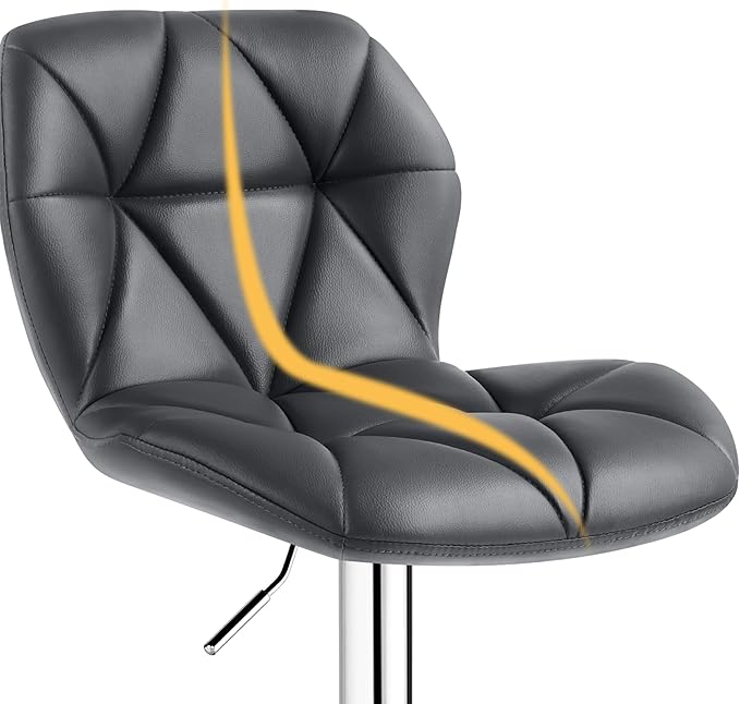Yaheetech Gray Barstools Set of 2, PU Leather Bar Chairs - Image 9