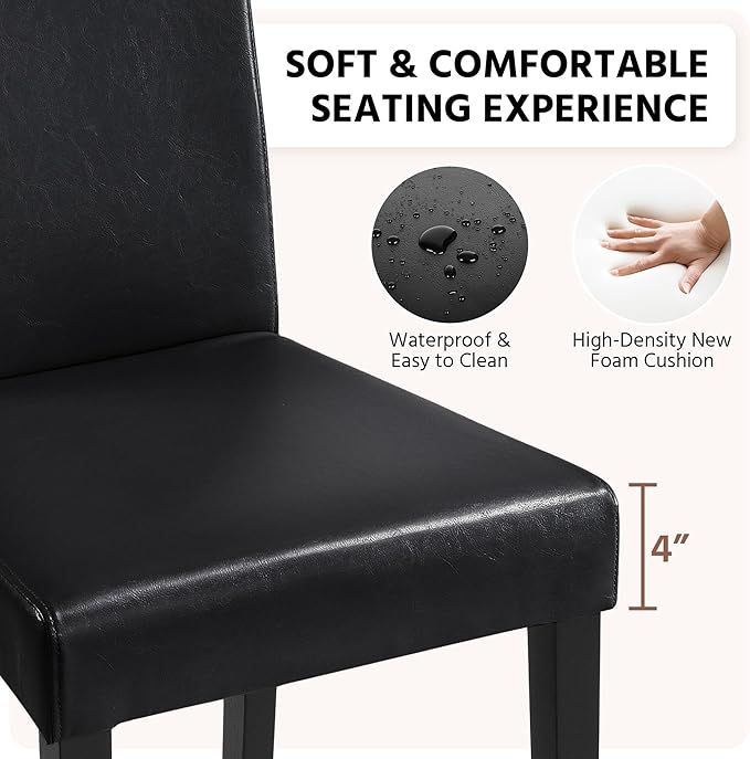 Yaheetech Dining Chairs Set of 2 Faux Leather Modern Dining Room Chairs - Image 4