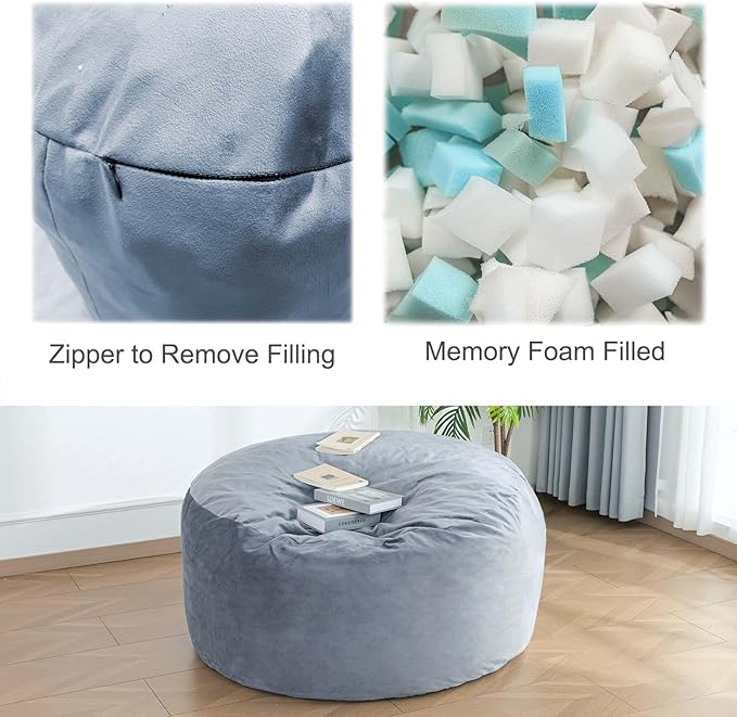 Bean Bag Chairs, Memory Foam Stuffing Bean Bag Chair - Image 4