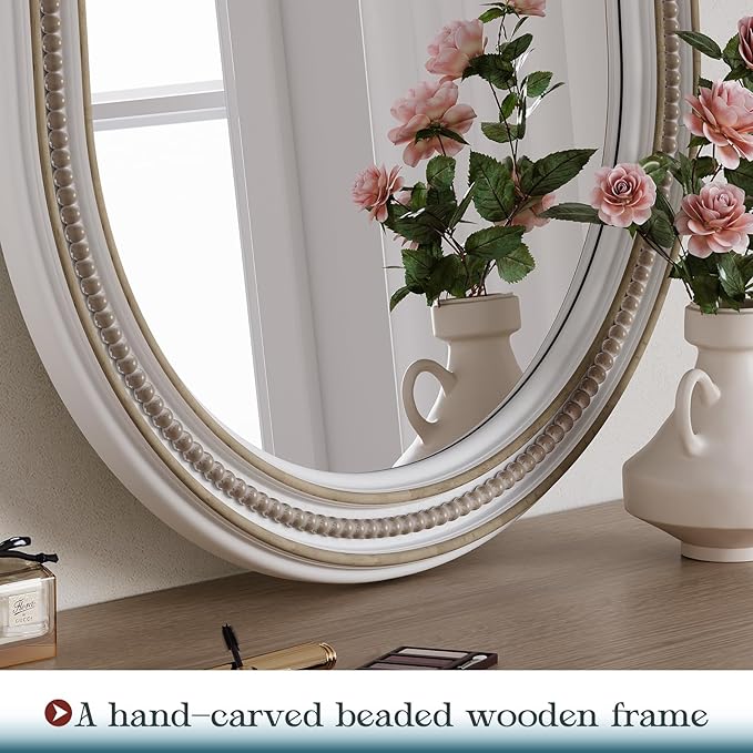Farmhouse Oval Mirror Boho, Wooden Rustic Decorative Wall Mirror - Image 6